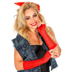 Červené sieťované rukavice bez prstov